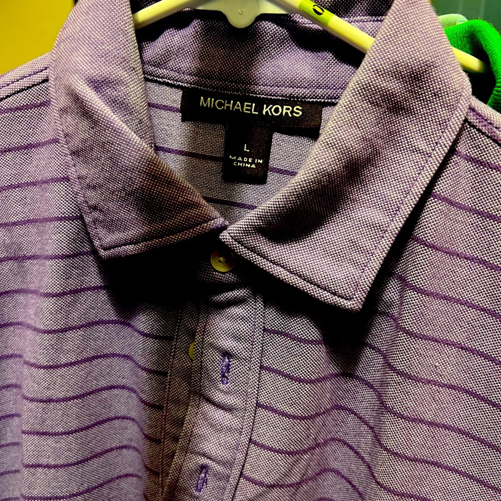 Michael Kors Purple Striped Polo Shirt